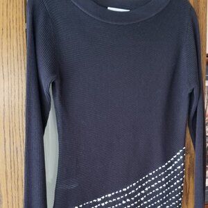 Beautiful Black Sweater - Asymmetrical Front - S